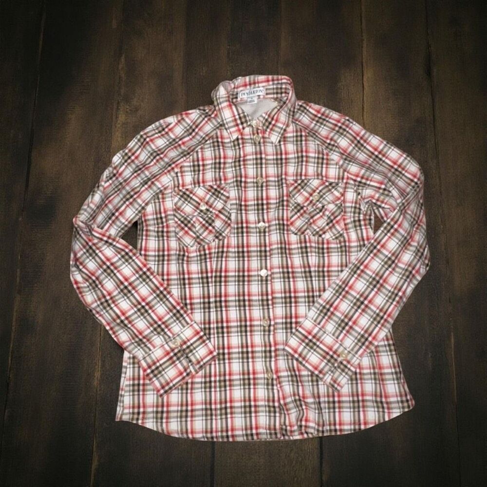 Boys Pendleton Brown/Red Plaid Button Up Size Small